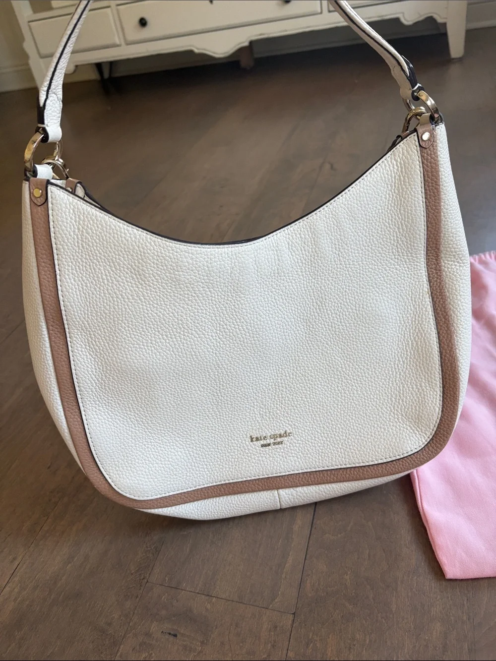 kate spade Cream Shoulder Bag with Brown Trim